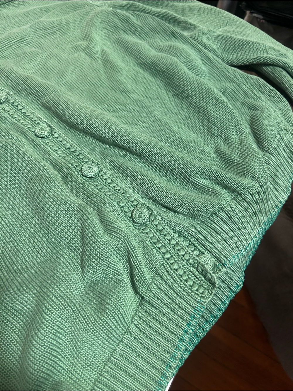 Peruvian Connection Women's XL Pima Cotton Green Button Cardigan Grandma Boho - Picture 5 of 9